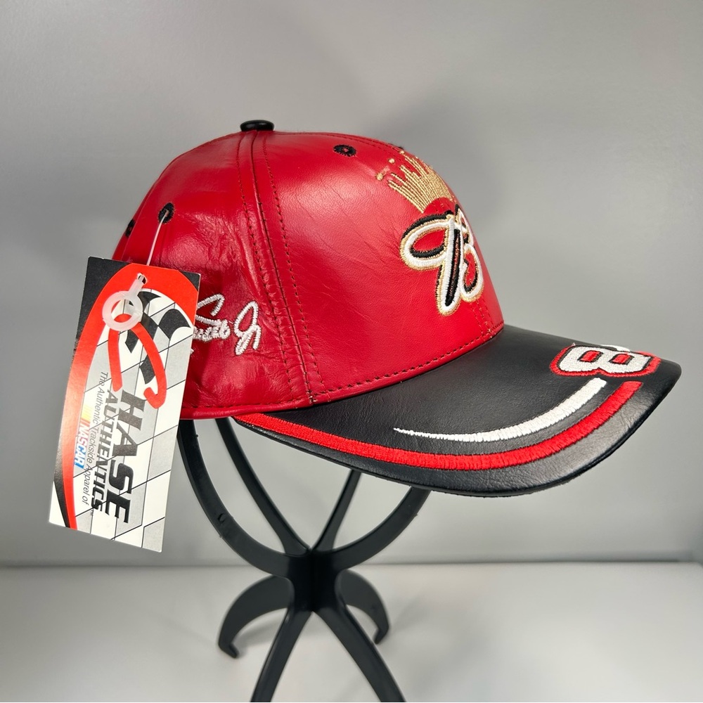 NWT Vtg Dale Earnhardt Jr Hat Leather Nascar 8 Chase Budweiser Logo Cap USA Made - Picture 2 of 16